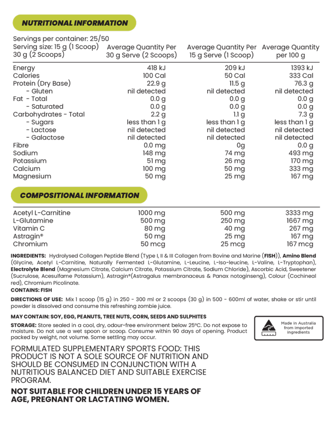 Zombie Labs Protein Water Thermogenic / Low Calorie / Zero Fat