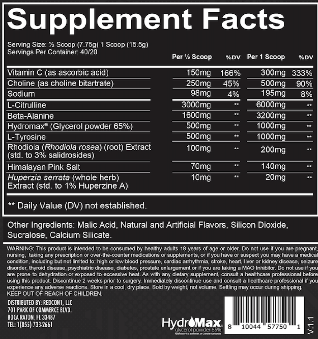 Redcon1 Total War Pump Non-stim Pre-workout