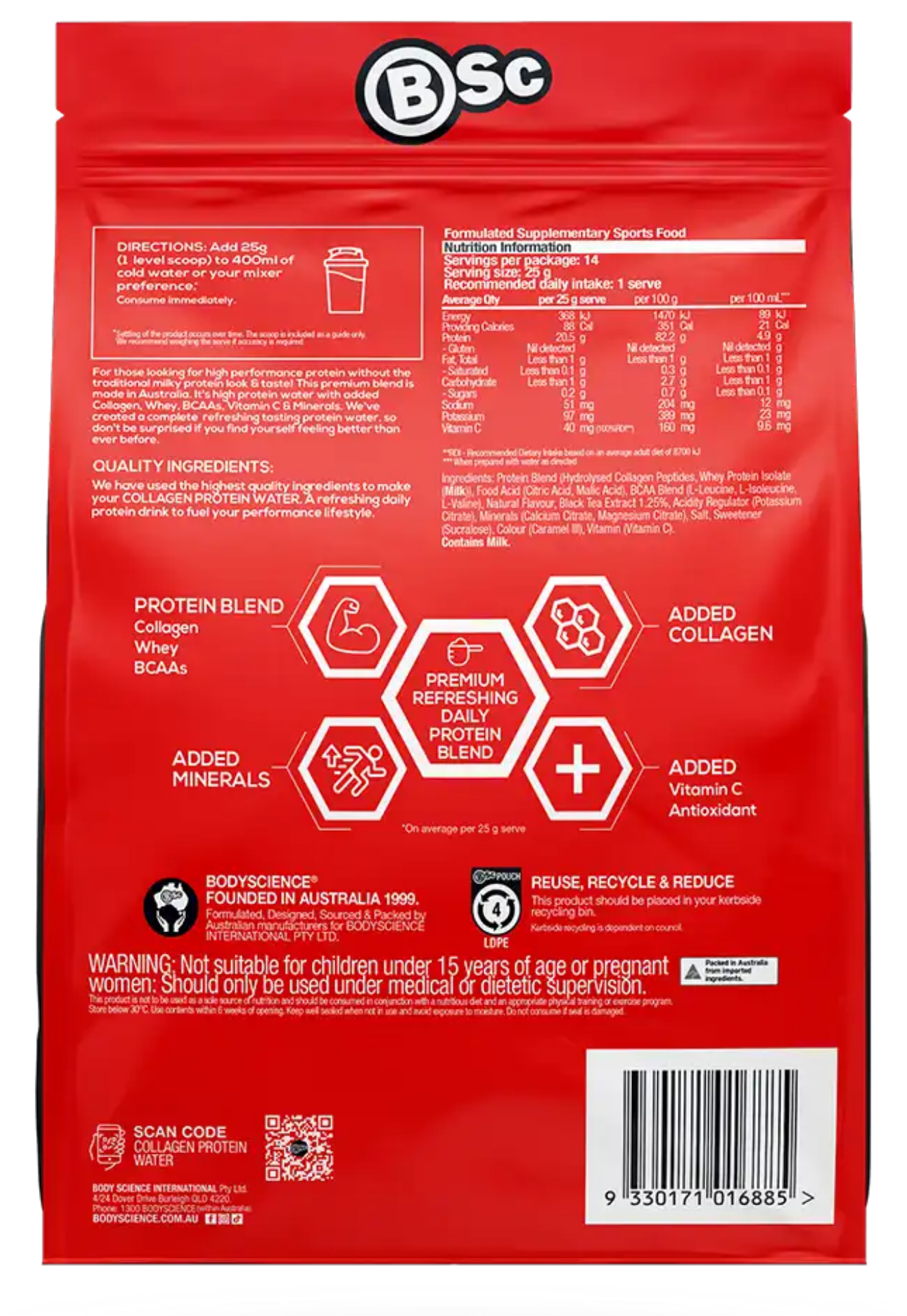 Body Science Collagen Protein Water