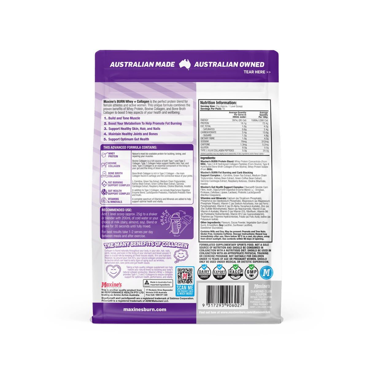 Maxine's Burn Whey + Collagen Protein