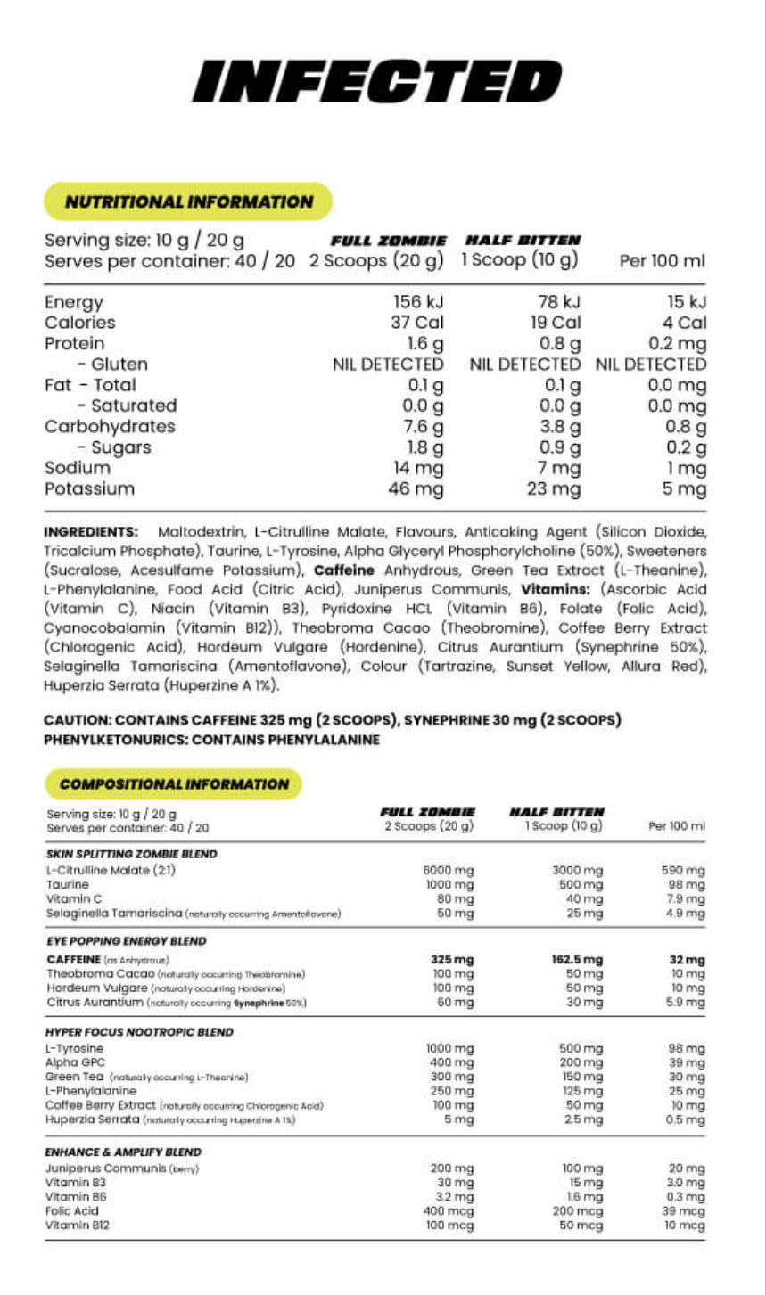 Zombie Labs Infected High Stimulant Pre-work