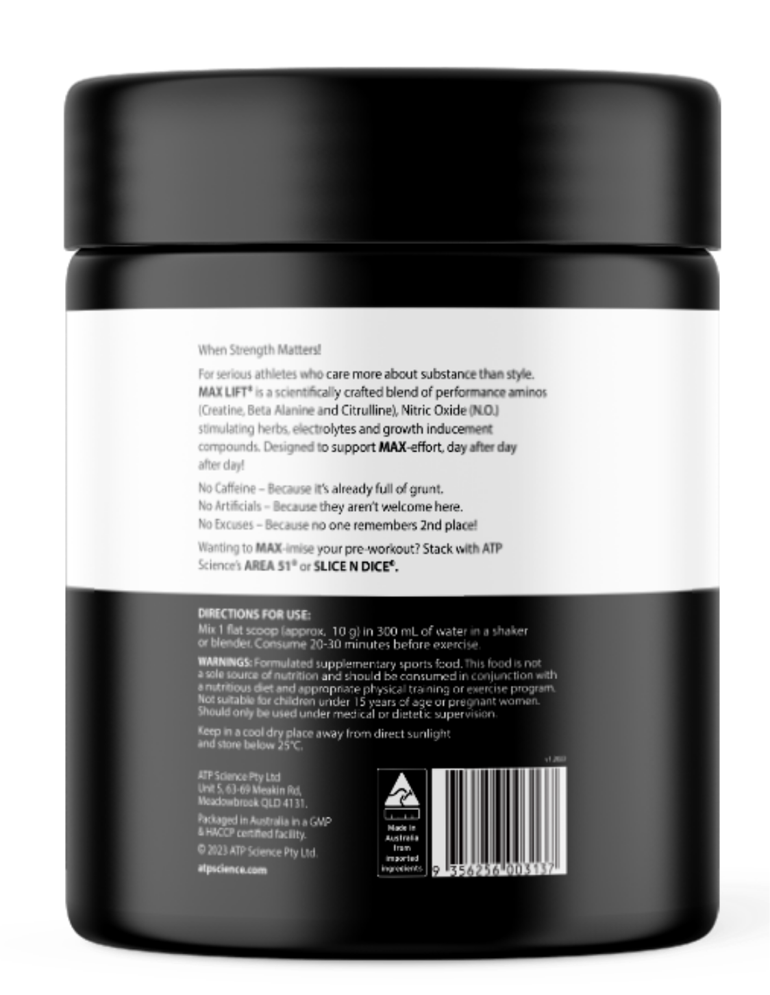 Atp Science Max Lift Non Stim Pre-Workout