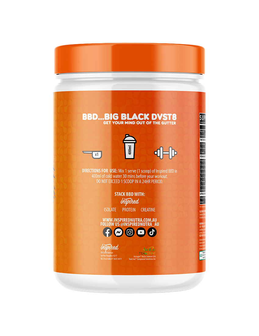 Inspired Nutraceuticals Big Black BBD Dvst8 Pre-Workout High Stimulant